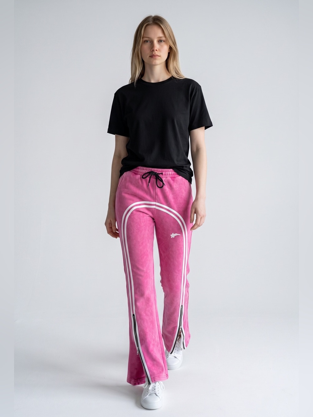 Women’s Pink Track Joggers with Side Zippers